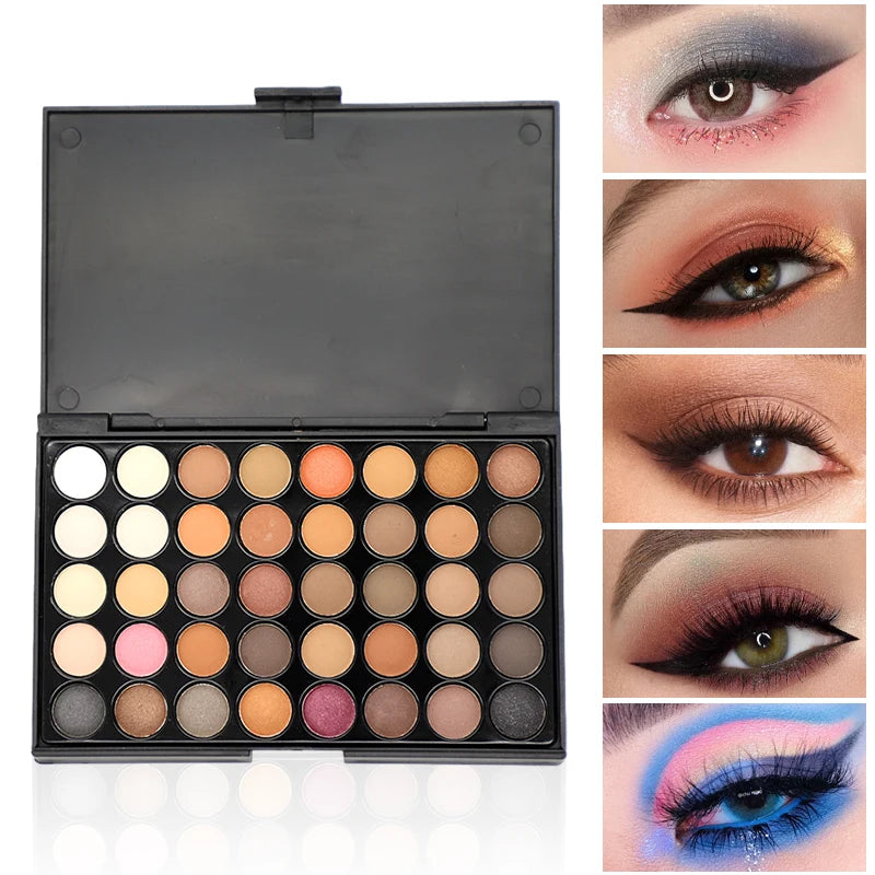 Paleta de Sombra Matte 40 Cores Terra, Glitter, Sombra de Olhos