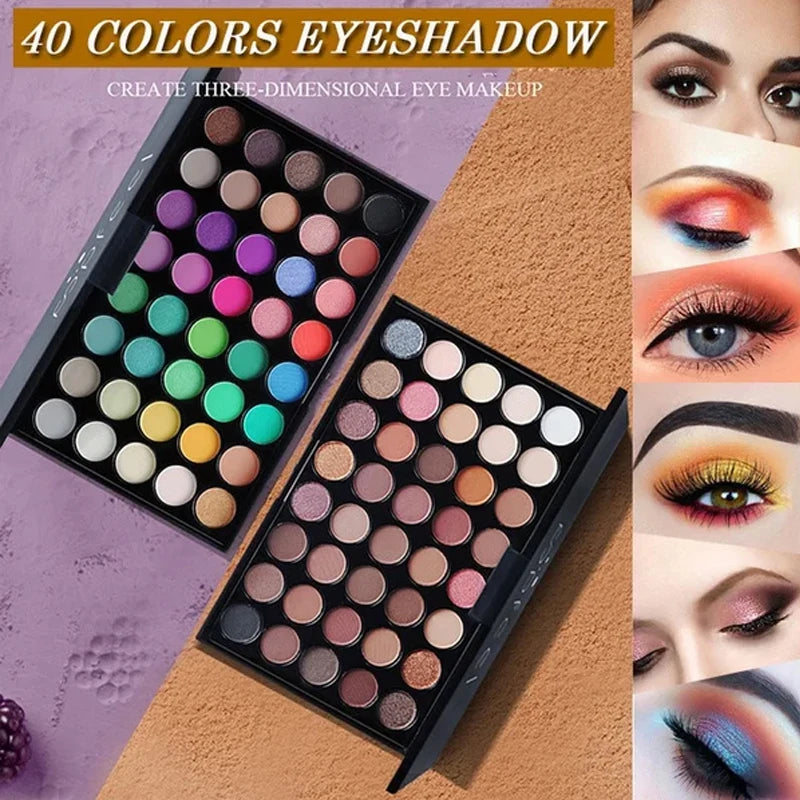 Paleta de Sombras com Glitter 40 cores